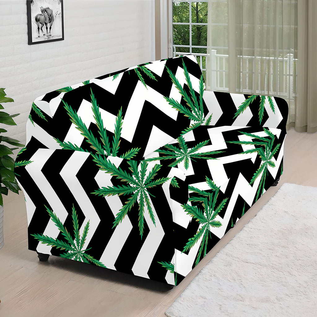 Zigzag Weed Pattern Print Sofa Cover