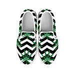 Zigzag Weed Pattern Print White Slip On Shoes