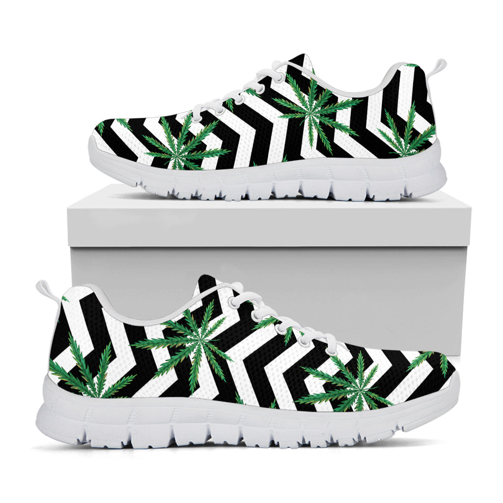 Zigzag Weed Pattern Print White Sneakers