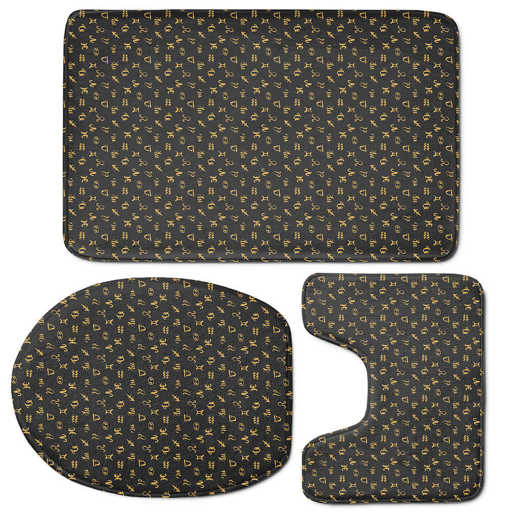 Zodiac Astrological Signs Pattern Print 3 Piece Bath Mat Set