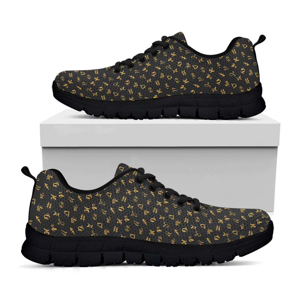 Zodiac Astrological Signs Pattern Print Black Sneakers