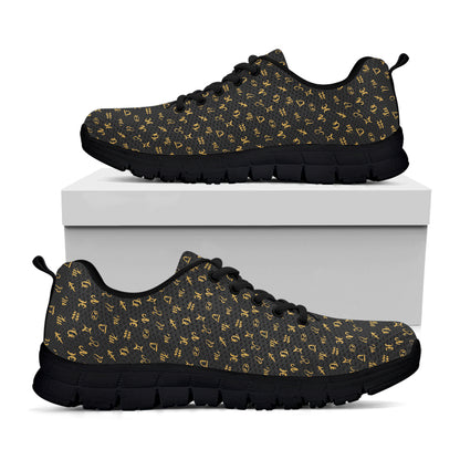 Zodiac Astrological Signs Pattern Print Black Sneakers