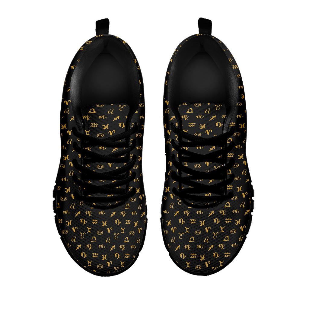 Zodiac Astrological Signs Pattern Print Black Sneakers