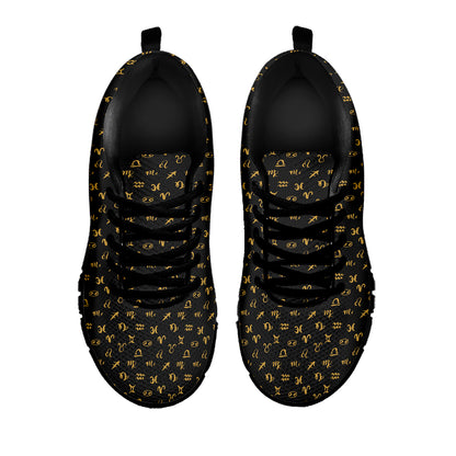 Zodiac Astrological Signs Pattern Print Black Sneakers