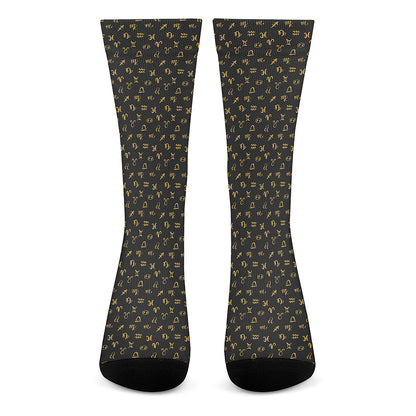 Zodiac Astrological Signs Pattern Print Crew Socks