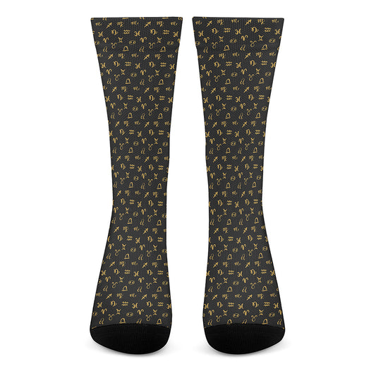 Zodiac Astrological Signs Pattern Print Crew Socks