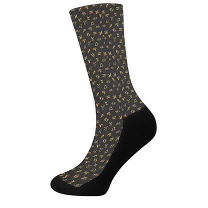 Zodiac Astrological Signs Pattern Print Crew Socks