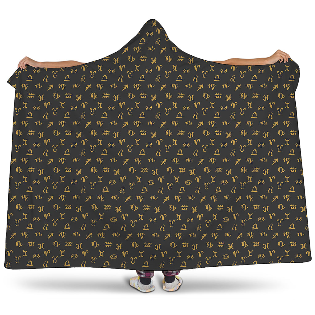 Zodiac Astrological Signs Pattern Print Hooded Blanket