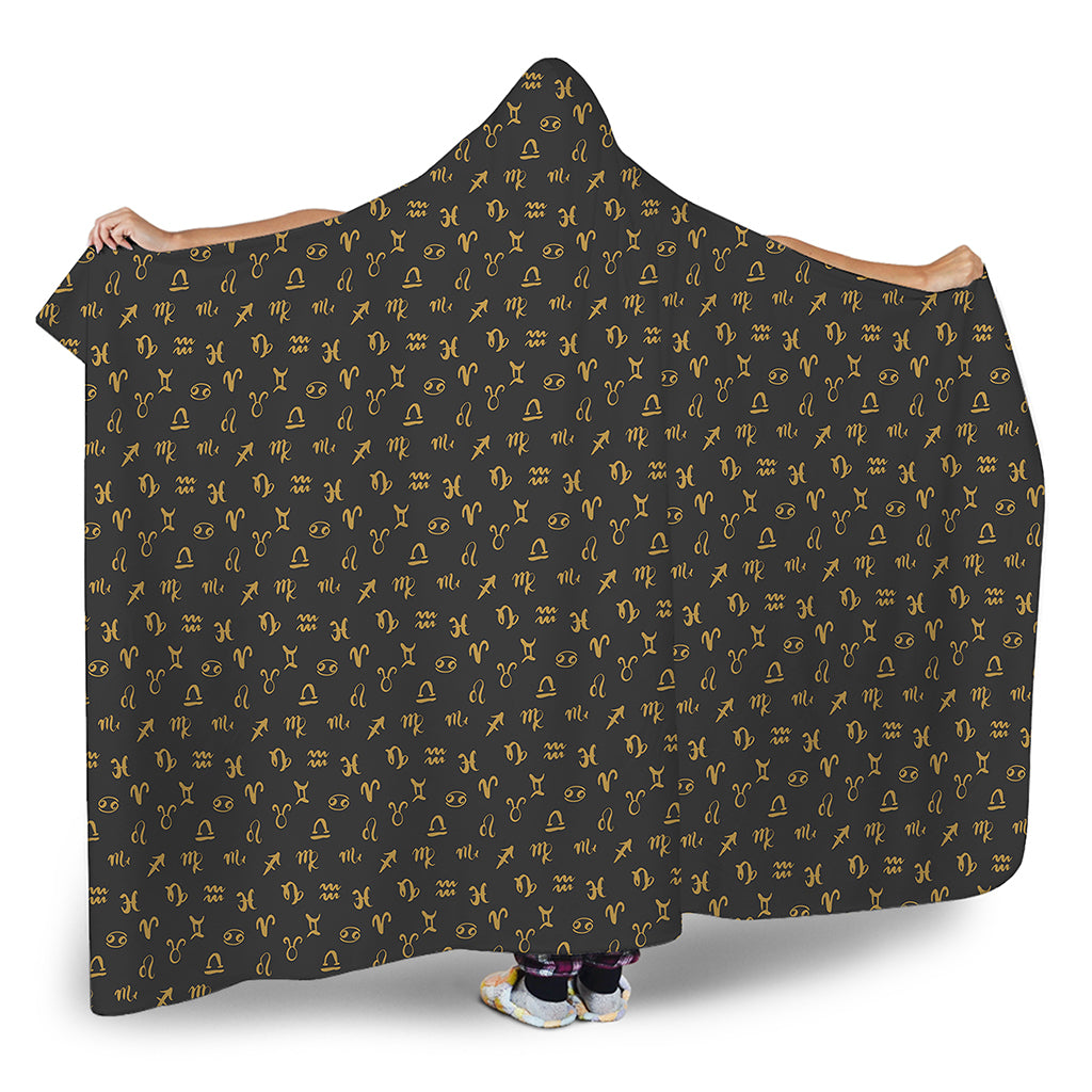 Zodiac Astrological Signs Pattern Print Hooded Blanket