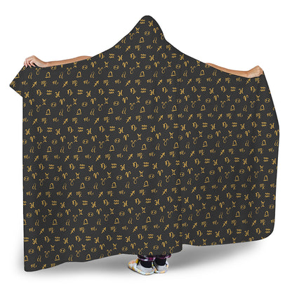 Zodiac Astrological Signs Pattern Print Hooded Blanket