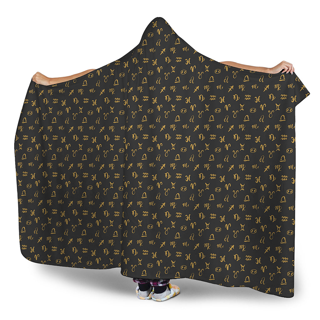 Zodiac Astrological Signs Pattern Print Hooded Blanket