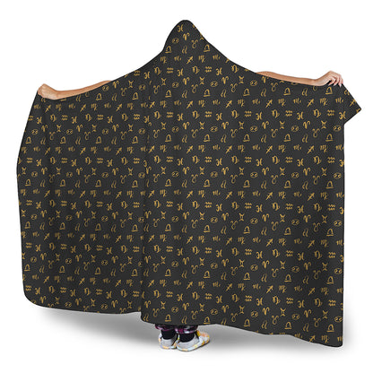 Zodiac Astrological Signs Pattern Print Hooded Blanket