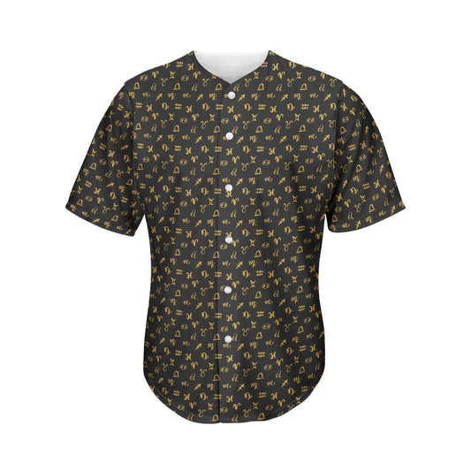 Zodiac Astrological Signs Pattern Print Men's Baseball Jersey