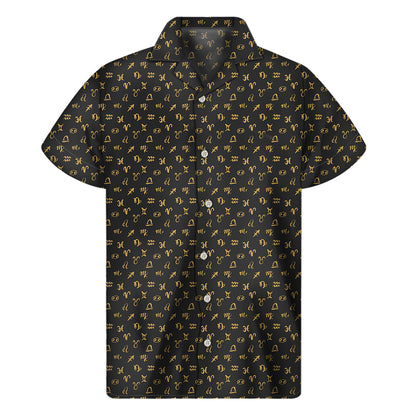Zodiac Astrological Signs Pattern Print Men's Short Sleeve Shirt