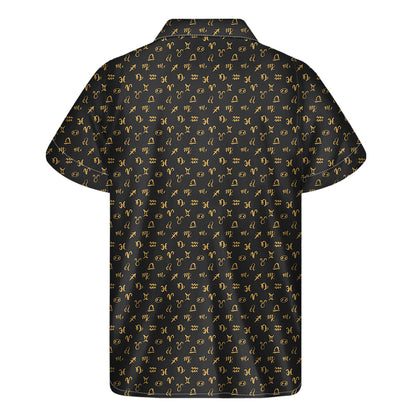 Zodiac Astrological Signs Pattern Print Men's Short Sleeve Shirt