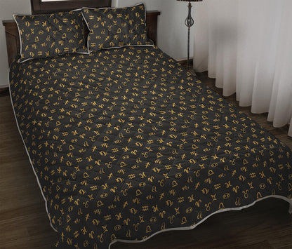 Zodiac Astrological Signs Pattern Print Quilt Bed Set