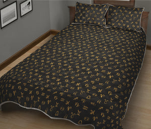 Zodiac Astrological Signs Pattern Print Quilt Bed Set