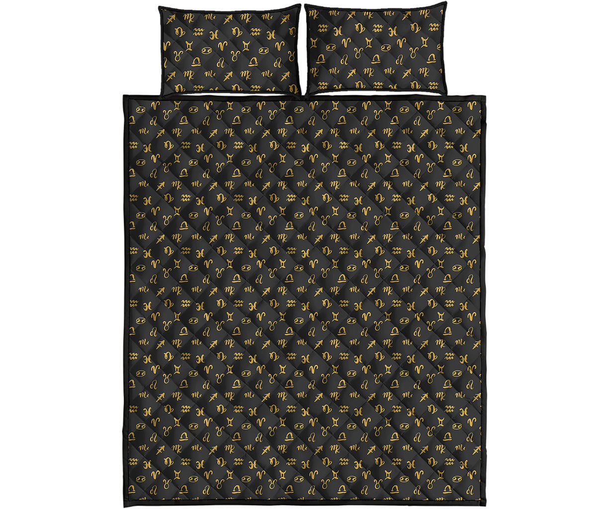 Zodiac Astrological Signs Pattern Print Quilt Bed Set