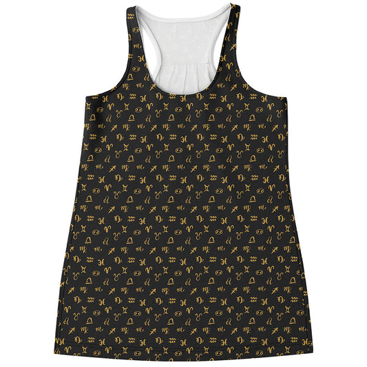Zodiac Astrological Signs Pattern Print Women's Racerback Tank Top