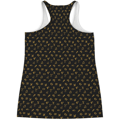 Zodiac Astrological Signs Pattern Print Women's Racerback Tank Top