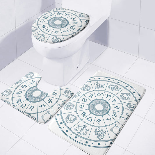 Zodiac Astrology Signs Print 3 Piece Bath Mat Set