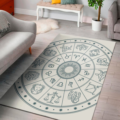 Zodiac Astrology Signs Print Area Rug
