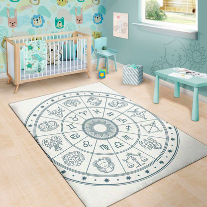 Zodiac Astrology Signs Print Area Rug