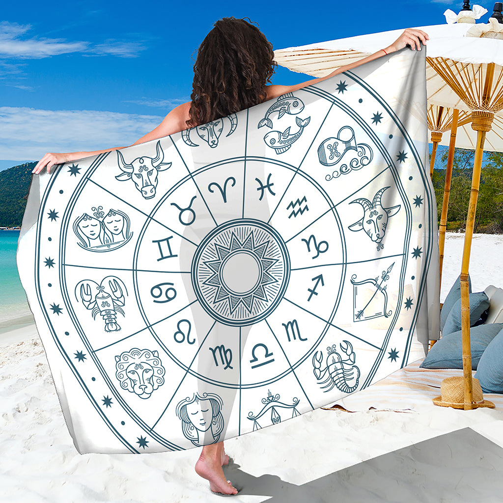 Zodiac Astrology Signs Print Beach Sarong Wrap