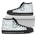 Zodiac Astrology Signs Print Black High Top Shoes
