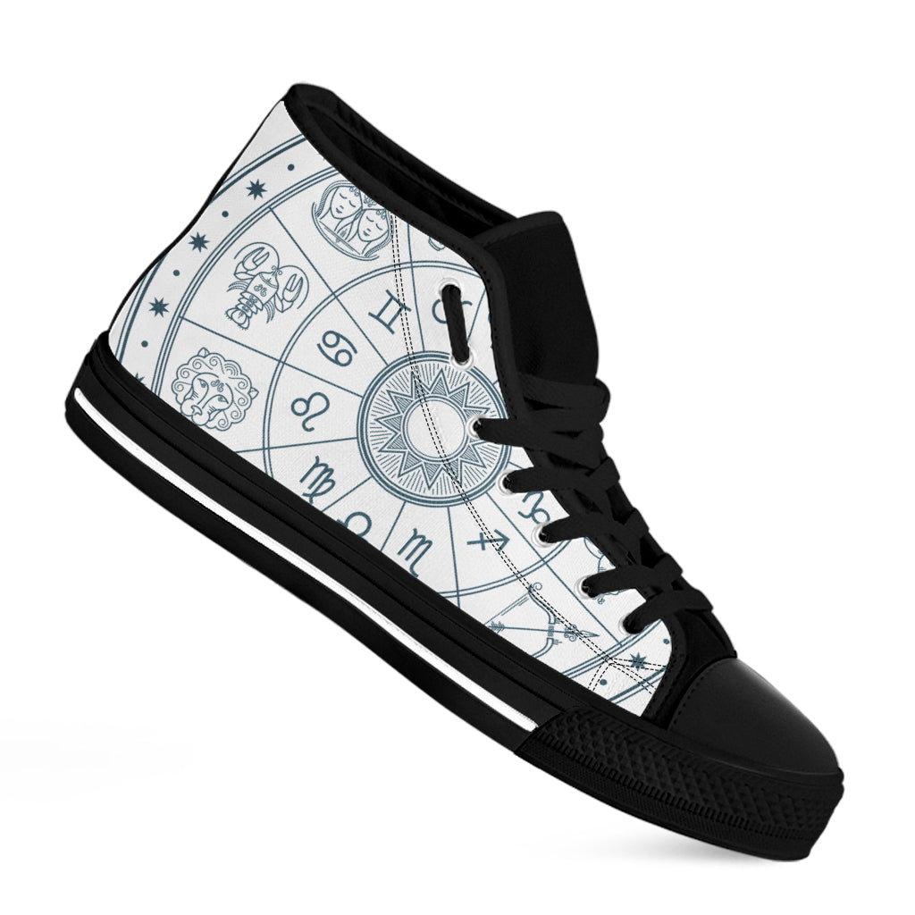 Zodiac Astrology Signs Print Black High Top Shoes