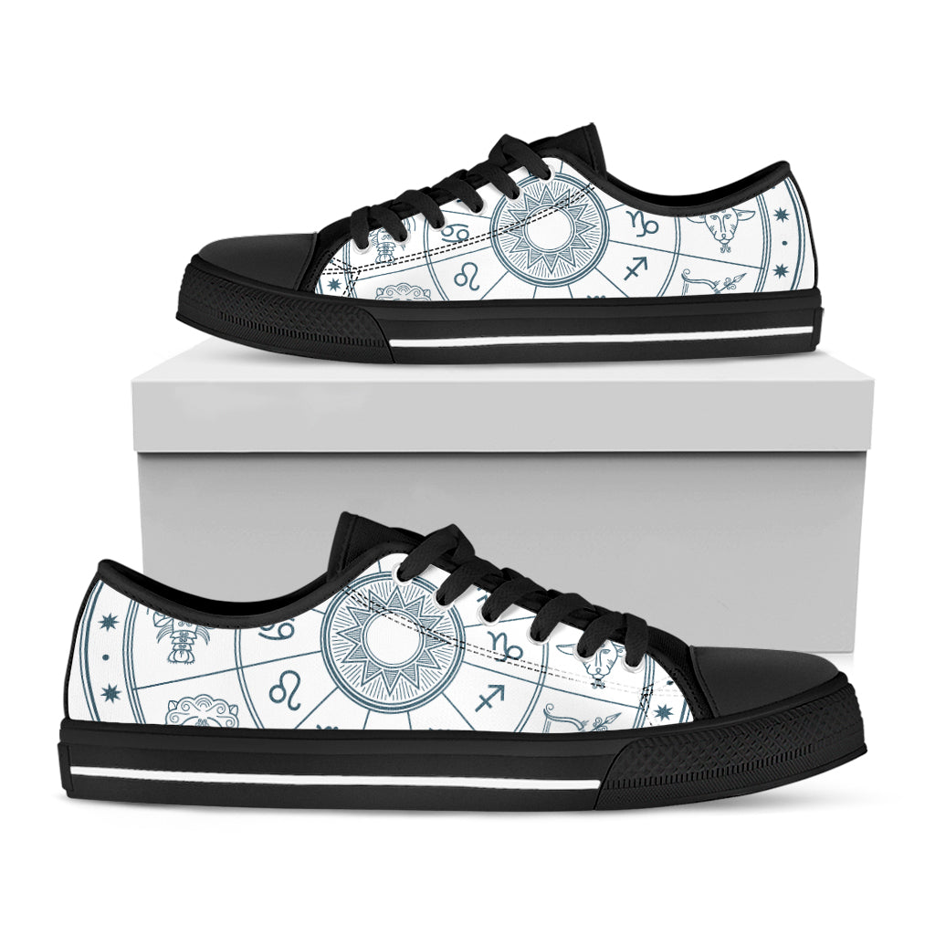 Zodiac Astrology Signs Print Black Low Top Shoes 