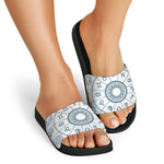 Zodiac Astrology Signs Print Black Slide Sandals