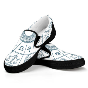 Zodiac Astrology Signs Print Black Slip On Shoes