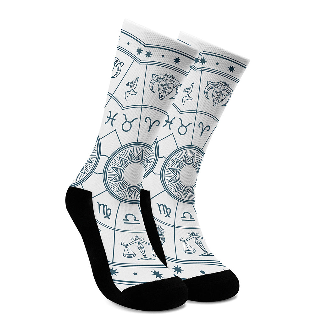 Zodiac Astrology Signs Print Crew Socks