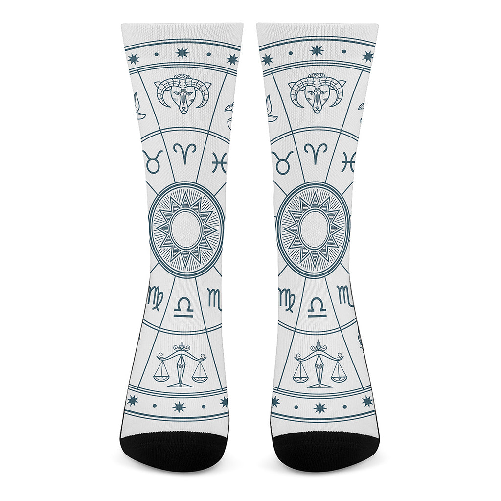 Zodiac Astrology Signs Print Crew Socks