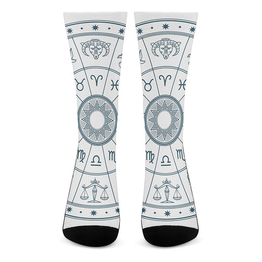 Zodiac Astrology Signs Print Crew Socks
