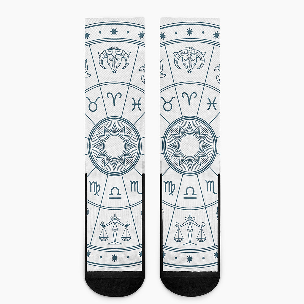 Zodiac Astrology Signs Print Crew Socks