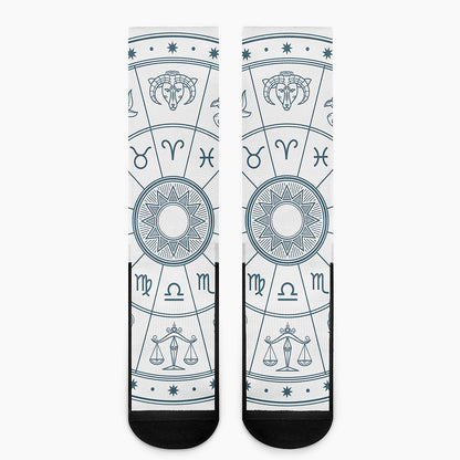Zodiac Astrology Signs Print Crew Socks
