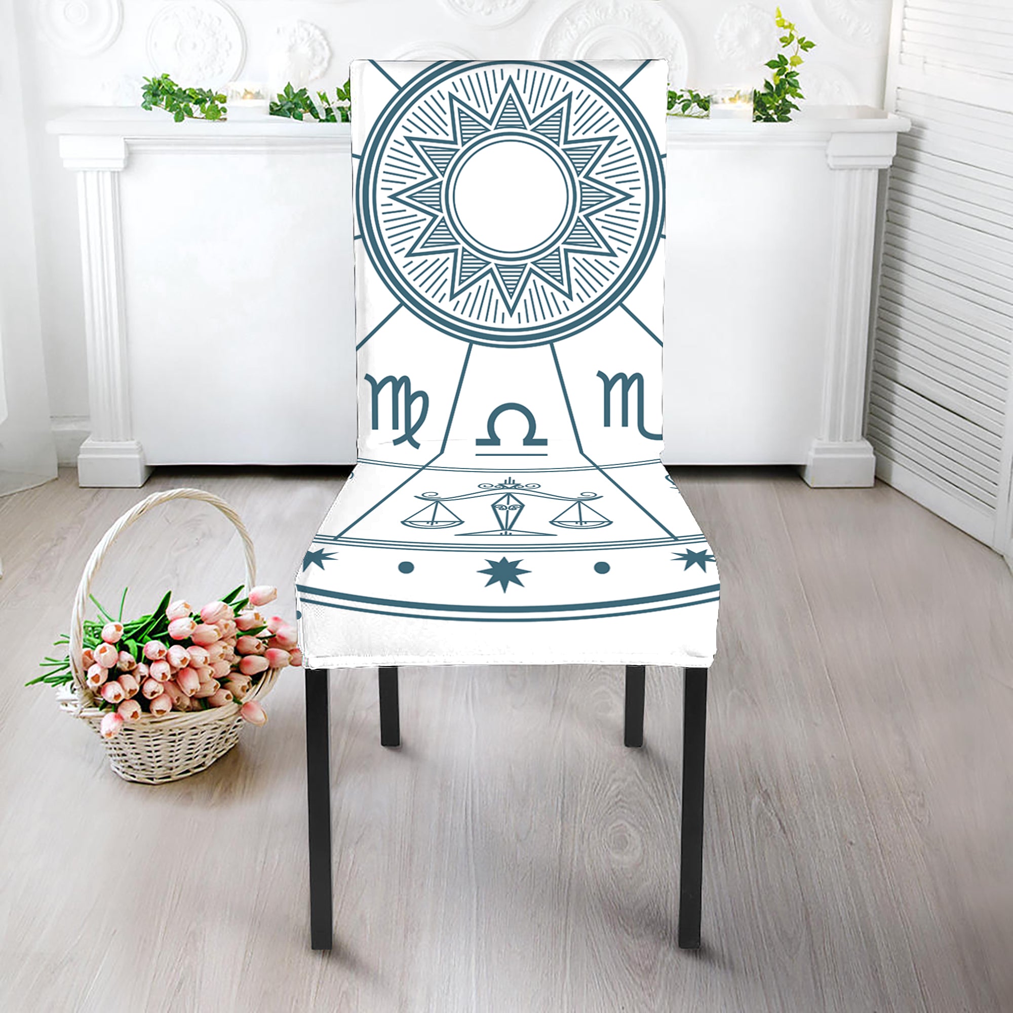 Zodiac Astrology Signs Print Dining Chair Slipcover