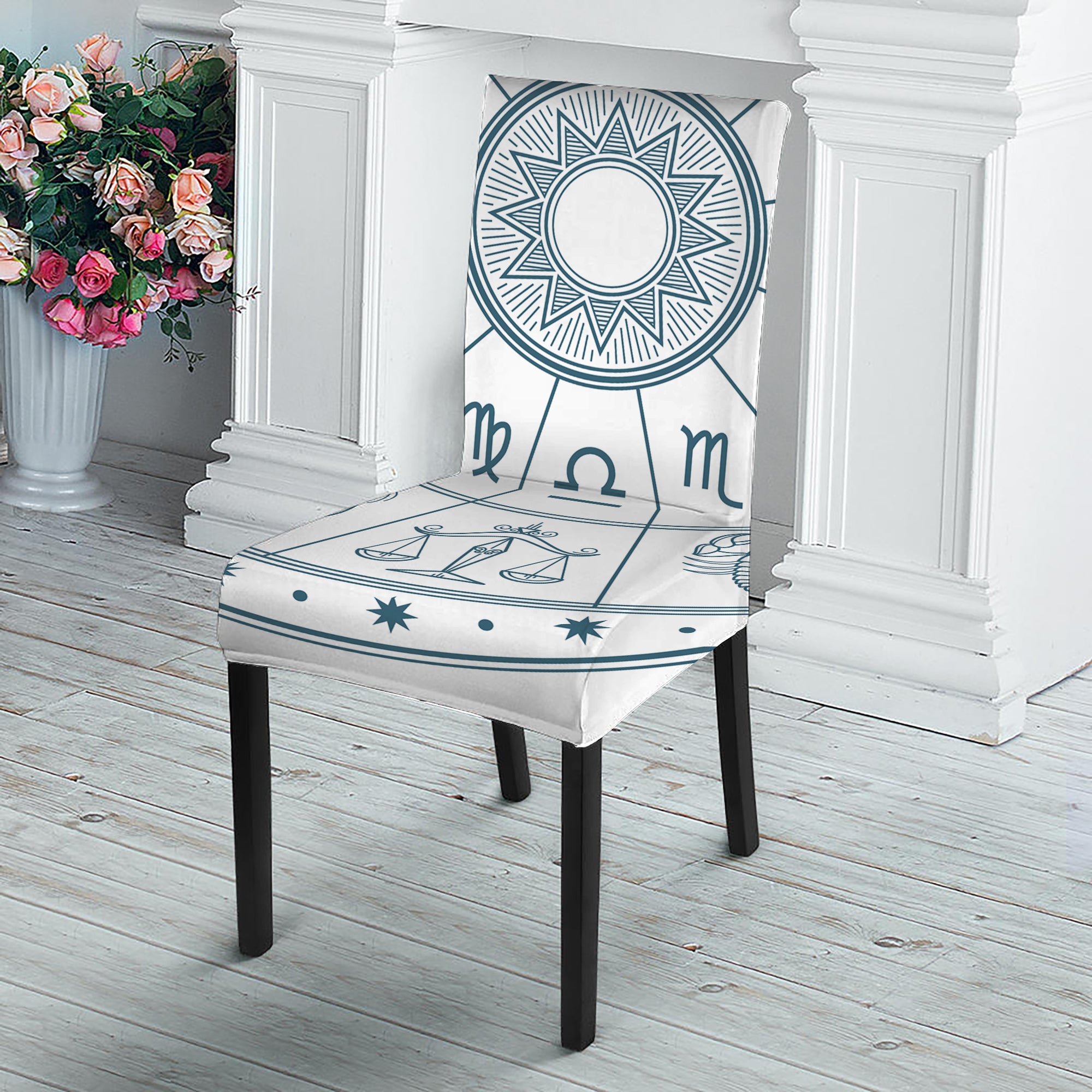 Zodiac Astrology Signs Print Dining Chair Slipcover