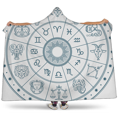 Zodiac Astrology Signs Print Hooded Blanket