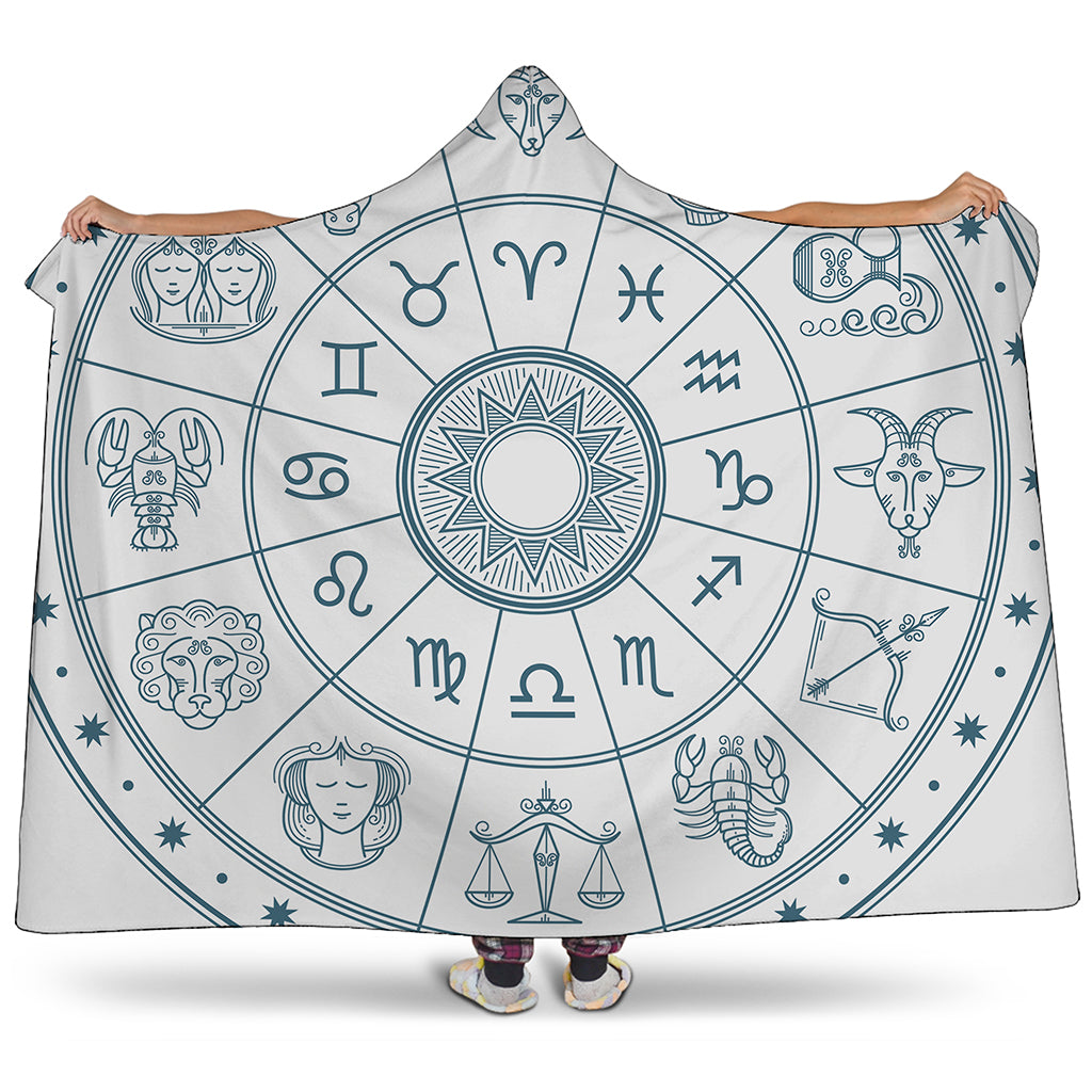 Zodiac Astrology Signs Print Hooded Blanket
