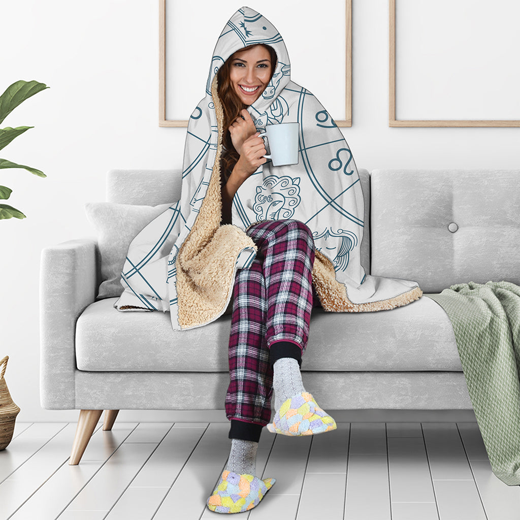 Zodiac Astrology Signs Print Hooded Blanket