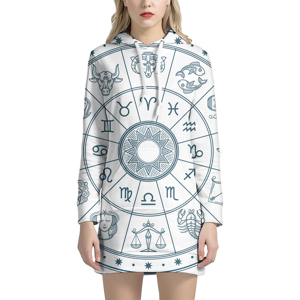 Zodiac Astrology Signs Print Pullover Hoodie Dress