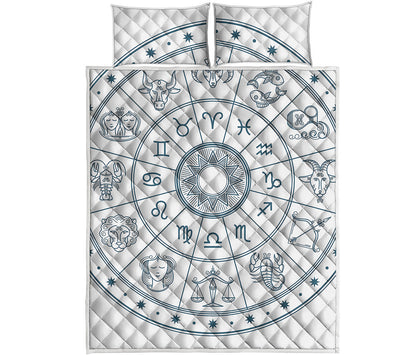 Zodiac Astrology Signs Print Quilt Bed Set