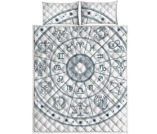 Zodiac Astrology Signs Print Quilt Bed Set