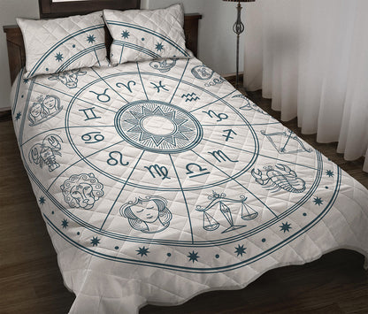 Zodiac Astrology Signs Print Quilt Bed Set