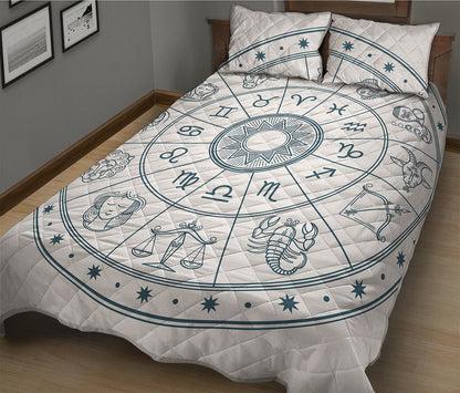 Zodiac Astrology Signs Print Quilt Bed Set