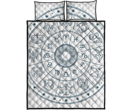 Zodiac Astrology Signs Print Quilt Bed Set