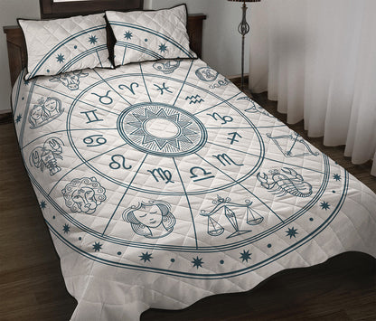Zodiac Astrology Signs Print Quilt Bed Set